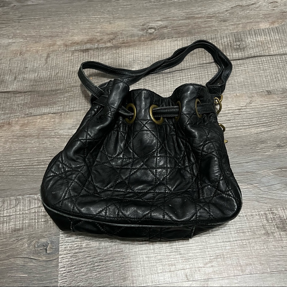 Pre-Loved Large Christian Dior Cannage Lambskin bag Black